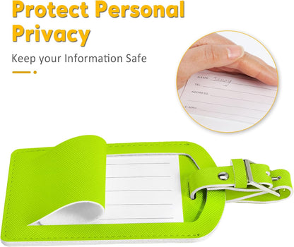 3 Pack Luggage Tags for Suitcases, TSA Approved Bag Tags, Baggage Tags with Privacy Protection, Travel Essentials Luggage Accessories, Neon Green