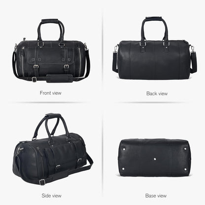 Genuine Leather Duffle Bag for Men | Vintage Weekender Travel Bag | Overnight Carry-On Luggage | Handmade Leather Gym Bag for Men