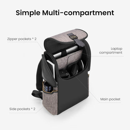 CROSSGEAR Casual Daypack Backpack, Lightweight, Shock-absorbing Padding Strap, Breathable Back, Work Business Laptop Backpack for Men, Multi-Pocket, Water-resistant, 14” Laptop Compartment, 24L