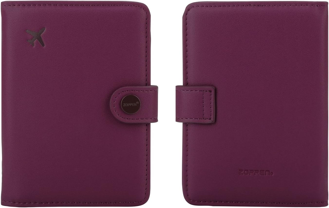 ZOPPEN Passport Holder Women, Passport Cover Travel Wallet Rfid Blocking Passport Wallet Cover Case Travel Essentials Document Organizer, Grape Purple
