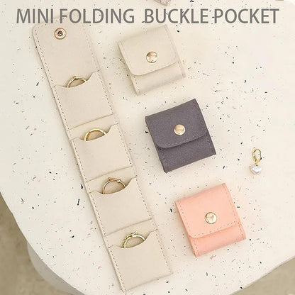 Mini Travel Jewelry Bag - Small Foldable Jewelry Case & Organizer Pouch with Snap Closure, Soft Fabric for Tangle-Free Necklaces Rings Earrings, Portable Storage Holder for Women Gift (White x 1)