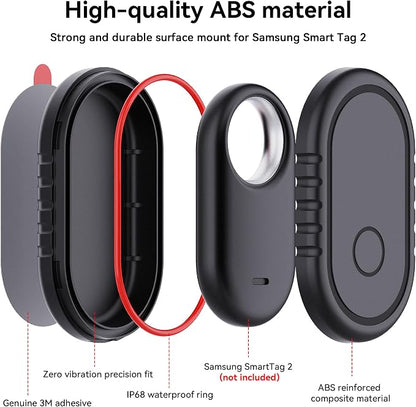 2 Pack for Samsung Smart Tag 2 Adhesive Mount, ABS Waterproof Case - Image 4