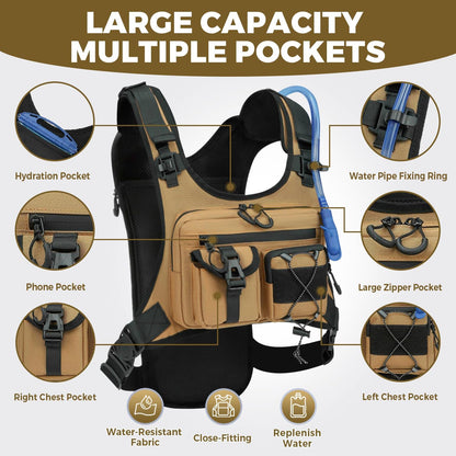 USA Original Patent Running Hydration Vest Backpack, Lightweight Chest Pack with 2.0L Water Bladder Bag Daypack for Hiking Running Cycling Race Marathon for Women Men