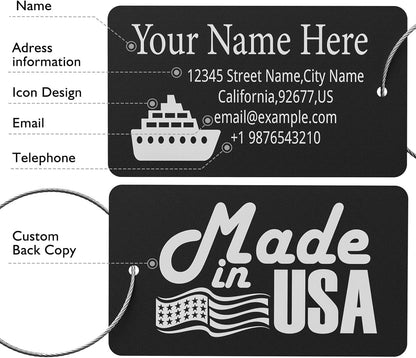 Luggage Tags for Suitcase - Personalized Engraved Metal Tag for Cruise Travel - Custom Name Tags Suitable for Bags and Backpacks(Green)