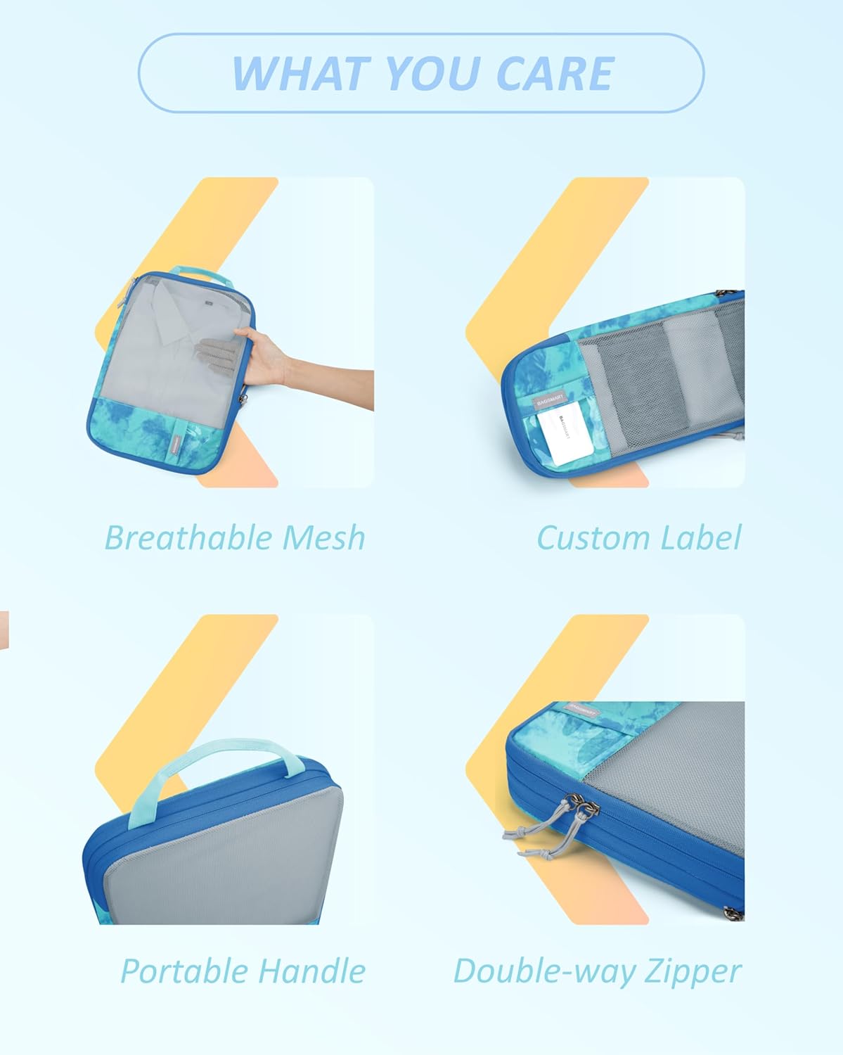 BAGSMART 6 Set Compression Packing Cubes - Lightweight Travel Essentials, Durable Luggage Organizer