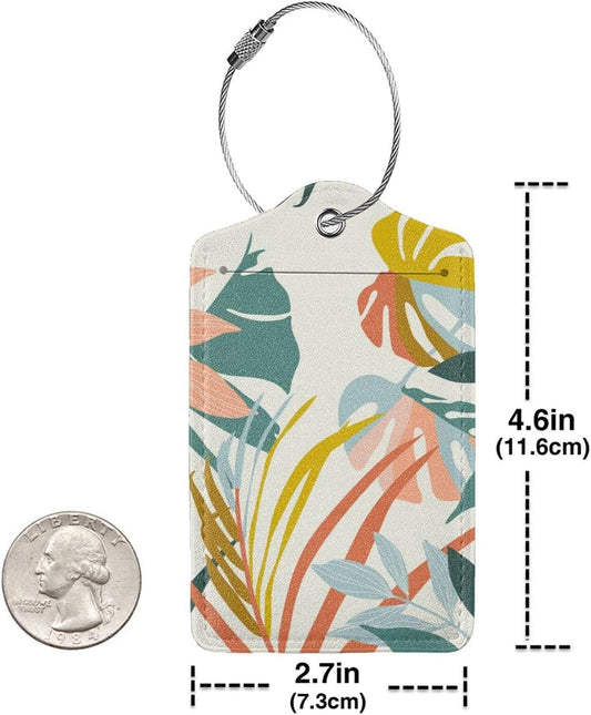 2 Pcs Boho Foliage Botanical Luggage Tag for Suitcases, Cruise Ship Essential Travel Gift for Men Women Couples, Honeymoon Anniversary Travel Boho Decor Bag, Funny Christmas Birthday Gifts