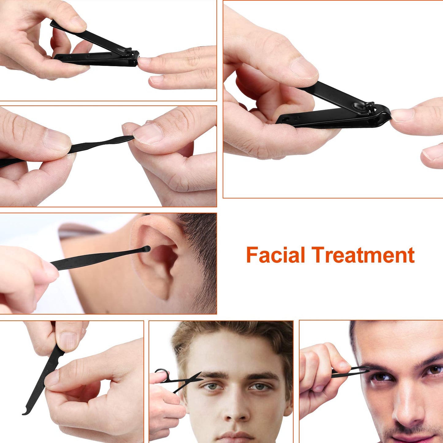 Manicure set Men Personal Care Tools Accessories Finger and Toe Nail Clippers Kit Professional Manicure Pedicure Kit With Travel Case Nail Grooming Kit Present for Men Husband Boyfriend Parent