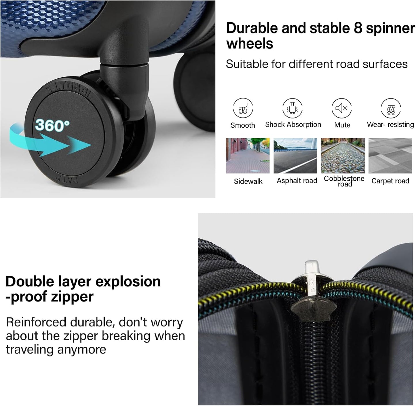 Hanke Expandable Hard Shell Luggage Sets 2 piece Carry on Luggage with Wheels Suitcases Lightweight Checked Travel Luggage Rolling Large Suitcase Travel Luggage Bag Woman Men 20/29 Inch(Dark Blue)