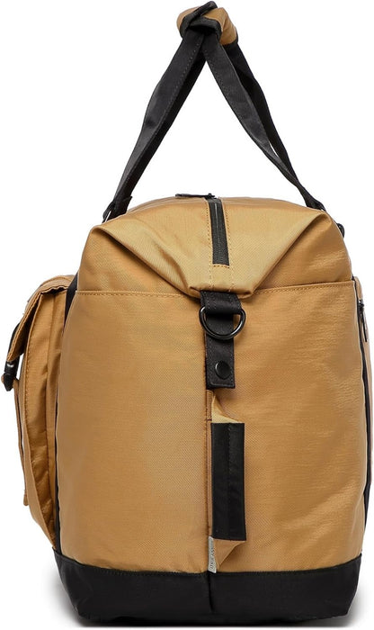 SUNNY BIRD Duffel with Utility Pouch, 40L Weekender Overnight Bag with Shoe Compartment for Travel and Sports (Brown and black)