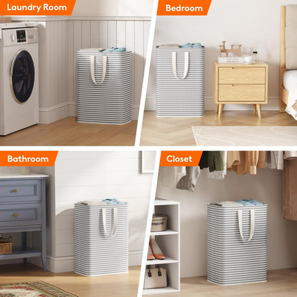 Lifewit Laundry Hamper Large Collapsible Laundry Baskets, Freestanding Waterproof Clothes Hamper with Easy Carry Handles in Laundry Room Bedroom Bathroom College Dorm for Adults, Gray, 65L