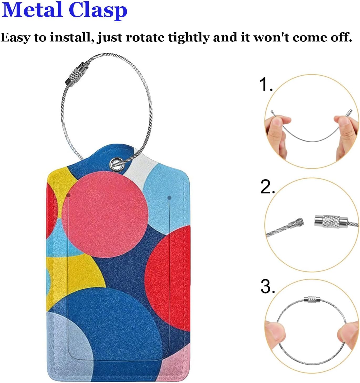 Fun Luggage Tags for Suitcases Leather Name Tag for Luggage Cute Travel Baggage Tags for Carnival Cruise Ships with Funny Patter 2pcs (Geometric Circle)