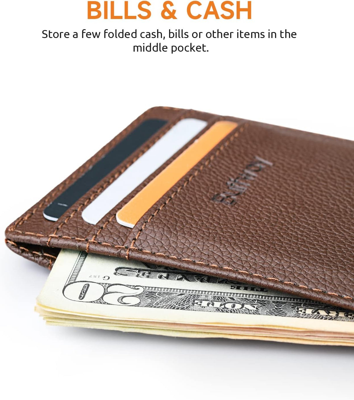 Buffway Mens Slim Wallet, Minimalist Thin Front Pocket Leather Credit Card Holder with RFID Blocking for Work Travel