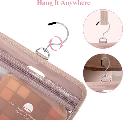 Toiletry Bag for Women, Travel Toiletry Bag with Hanging Hook Makeup Organizer, Waterproof Large Capacity Travel Bag for Accessories, Shampoo, Full Sized Container, Toiletries,Pink