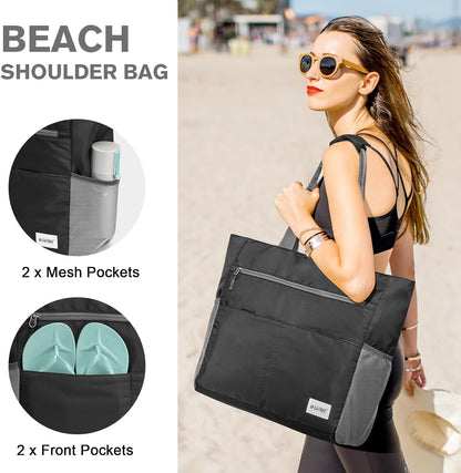G4Free Beach Bag, Waterproof Sandproof Beach Tote Bag, Large Capacity Foldable for Women
