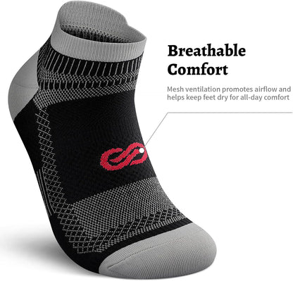 PAPLUS Ankle Compression Sock for Men and Women 2/4/6 Pairs, Low Cut Compression Running Sock with Ankle Support
