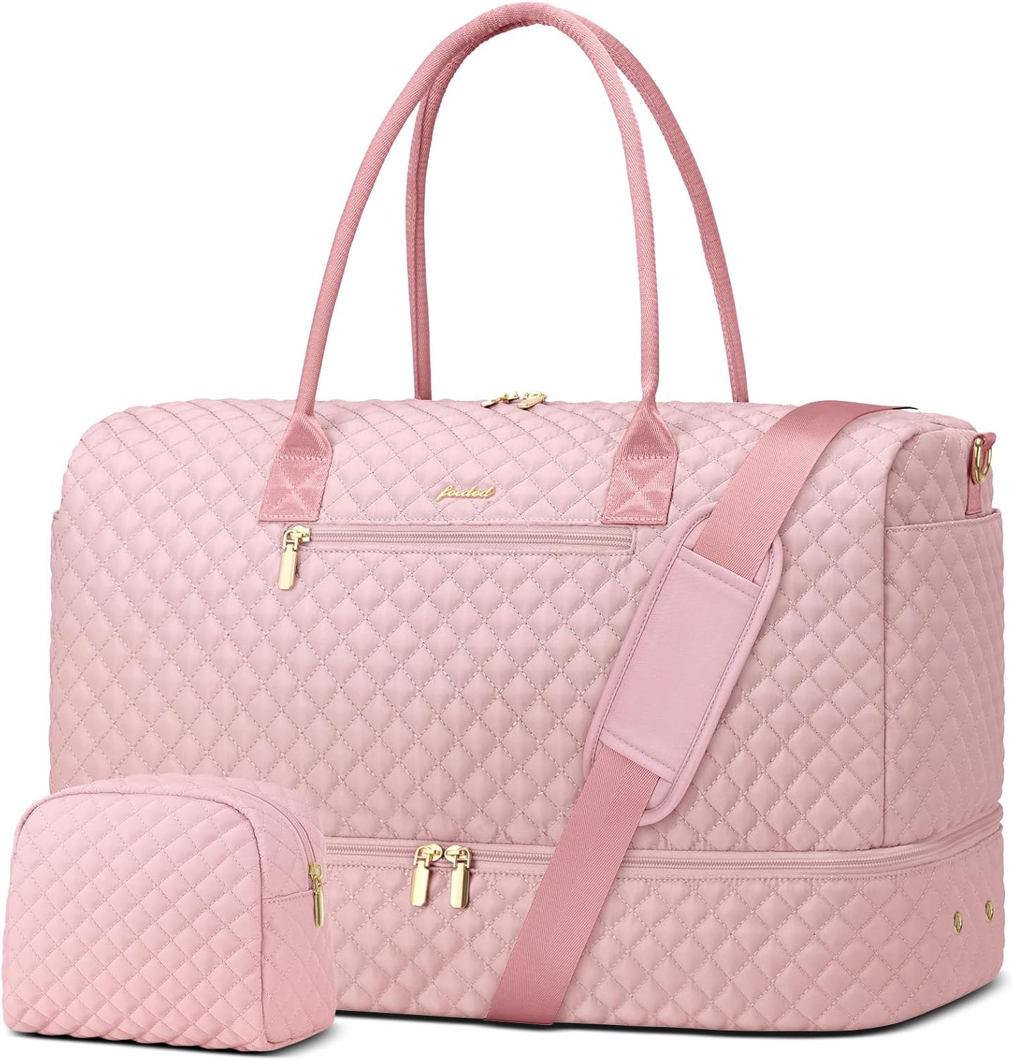 Travel Weekender Bags for Women - Duffle Bag Women with Shoe Compartment Carry On Overnight Bag with Toiletry Bag Duffel Bags with Wet Pocket for Gym Hospital Bags for Labor and Delivery Pink