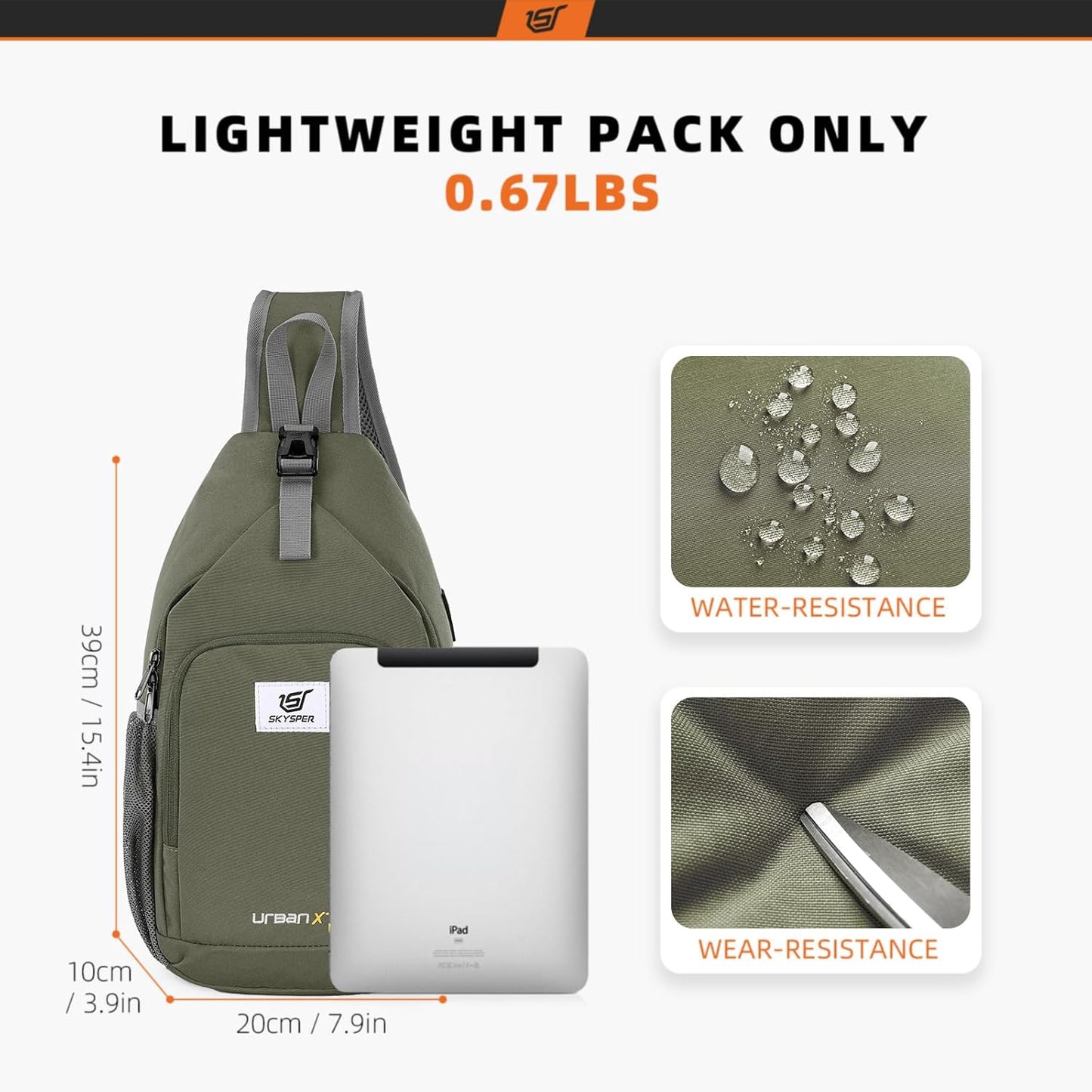 SKYSPER Sling Bag RFID Crossbody Sling Backpack Cross Body Shoulder Bag Travel Hiking Daypack for Women Men