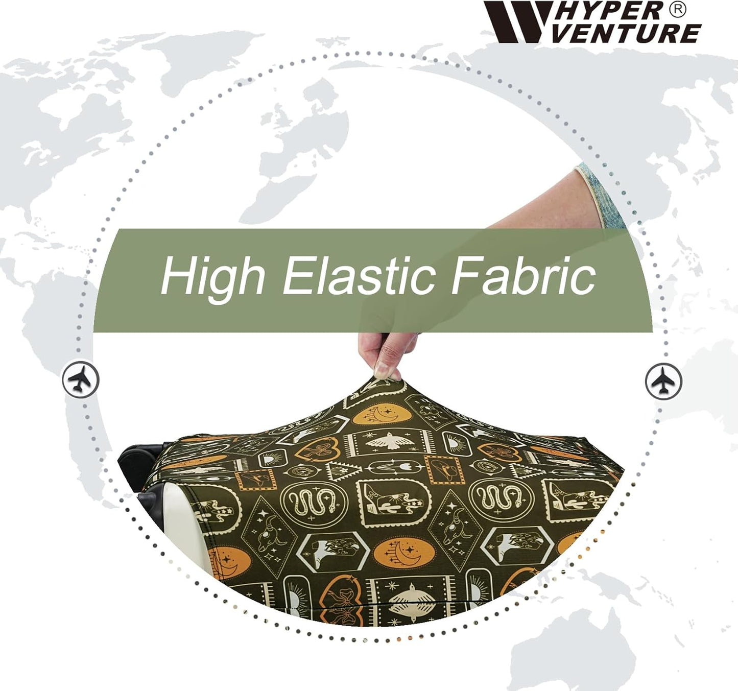 HYPER VENTURE Washable Luggage Cover - Fashion Suitcase Protector Fits 23-26 Inch Luggage (Wilderness Mark, M)