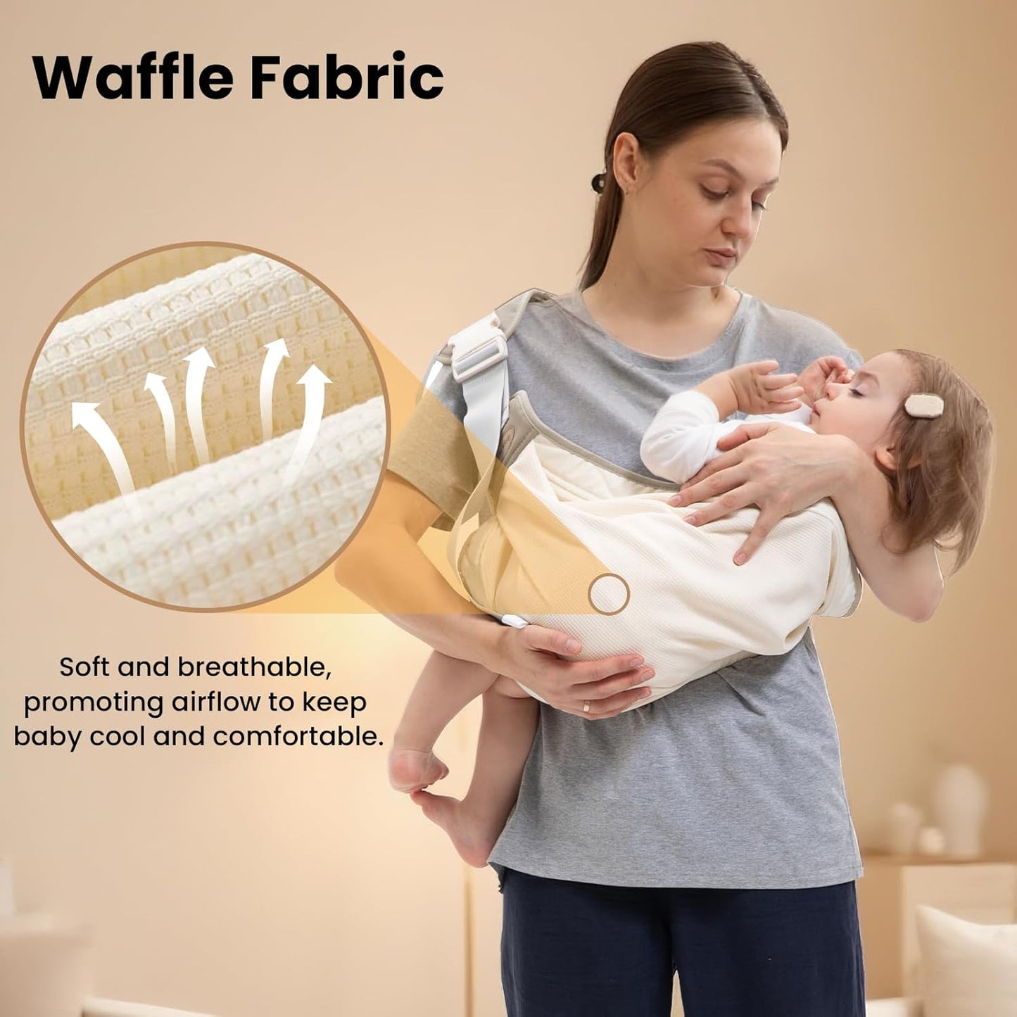 Baby Carrier Newborn to Toddler, Baby Sling Carrier, Toddler Carrier 25-60 lbs with Adjustable Straps, Soft Padded Edges, Lightweight and Travel-Friendly Newborn Baby Carrier