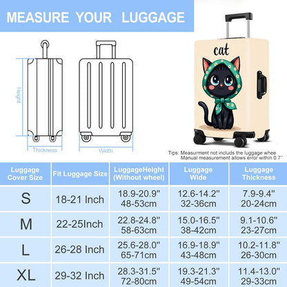 Luggage Cover Washable Suitcase Protector Anti-Scratch,Stretchable Fit for 20-34Inch Luggage Durable Travel Bag Cover with Zipper Closure (Cat, XL(fits 32-34Inch suitcase))