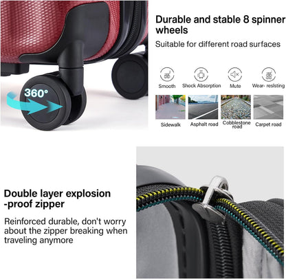 Hanke 29 Inch Expandable Checked Luggage Lightweight PC Hard Shell Luggage Suitcases with Wheels Tsa Luggage Rolling Large Suitcase Travel Luggage Bag for Study Abroad(Burgundy)