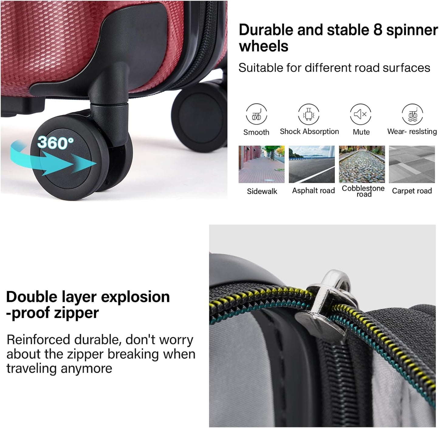 Hanke Expandable Hard Shell Luggage Sets 2 piece Carry on Luggage with Wheels Suitcases Lightweight Checked TSA Luggage Rolling Large Suitcase Travel Luggage Bag Woman Men 20/29 Inch(Burgundy)