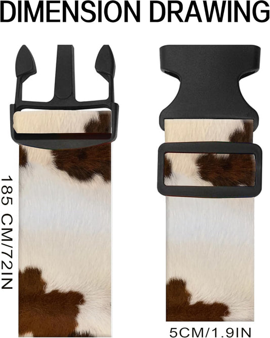 Luggage Straps for Suitcases, Adjustable Travel Belt, Durable Wide Luggage Strap, Cute Suitcase Strap Identifiers with Buckle, Bag Straps for Luggage, Retro Brown Cowhide