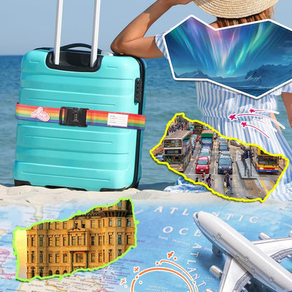 Adjustable Luggage Straps with Combination Lock – 4 Pack Bright Colors, Quick-Release Buckle, Secure Travel Luggage Straps for Added Safety（Multicolour）