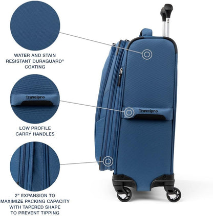 Travelpro Maxlite 5 Softside Expandable Carry-On Luggage with Spinner Wheels, Lightweight, 21-Inch —Ensign Blue