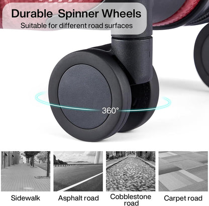 Hanke 24 Inch Luggage Suitcases With Spinner Wheels Lightweight PC Hard Shell Rolling Suitcase With Travel Lock,Checked-Medium 24-Inch （Burgundy）