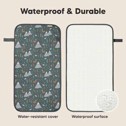 KeaBabies Portable Diaper Changing Pad, Easy Wipe Clean - Foldable Waterproof Baby Changing Mat for Diaper Bag, Compact, Lightweight, 25x13 Baby Changer Travel Essential, Machine Washable (Woods)
