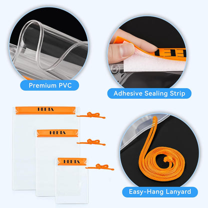 HEETA 5-Pack Clear Waterproof Dry Bag, Water Tight Cases Pouch Dry Bags for Camera Mobile Phone Maps, Kayaking Boating Document Holder