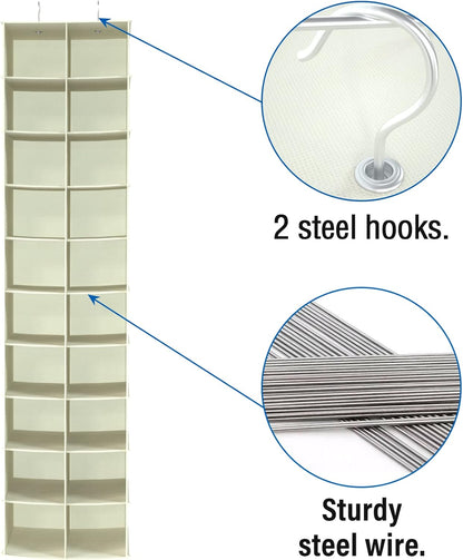 coastal rose Hanging Shoe Organizer for Closet, 20 Sections Hanging Closet Organizers and Storage Shelves, Space Saving Shoe Storage Rack Holder, Beige, 12''W×12''Dx 50''H