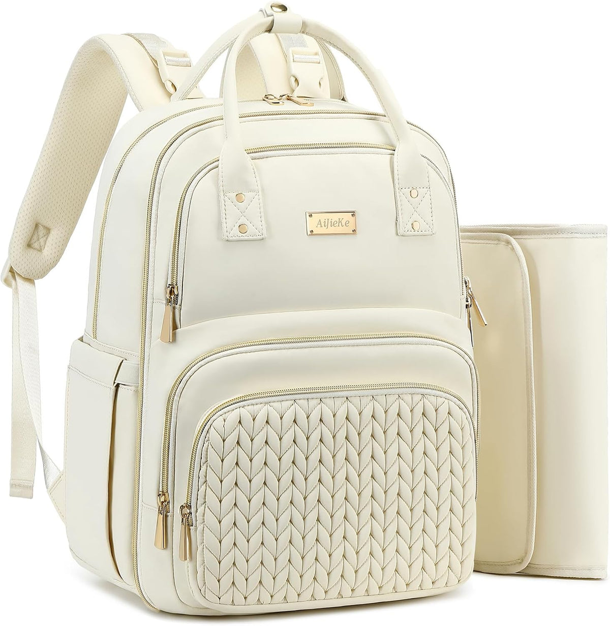 Diaper Bag Backpack - Large Multi functional, Boys, Girls & Baby Travel Essentials Tote with Changing Pad, Insulated Pockets, Stroller Straps, Waterproof - Baby Backpack for Mom & Maternity (Beige)