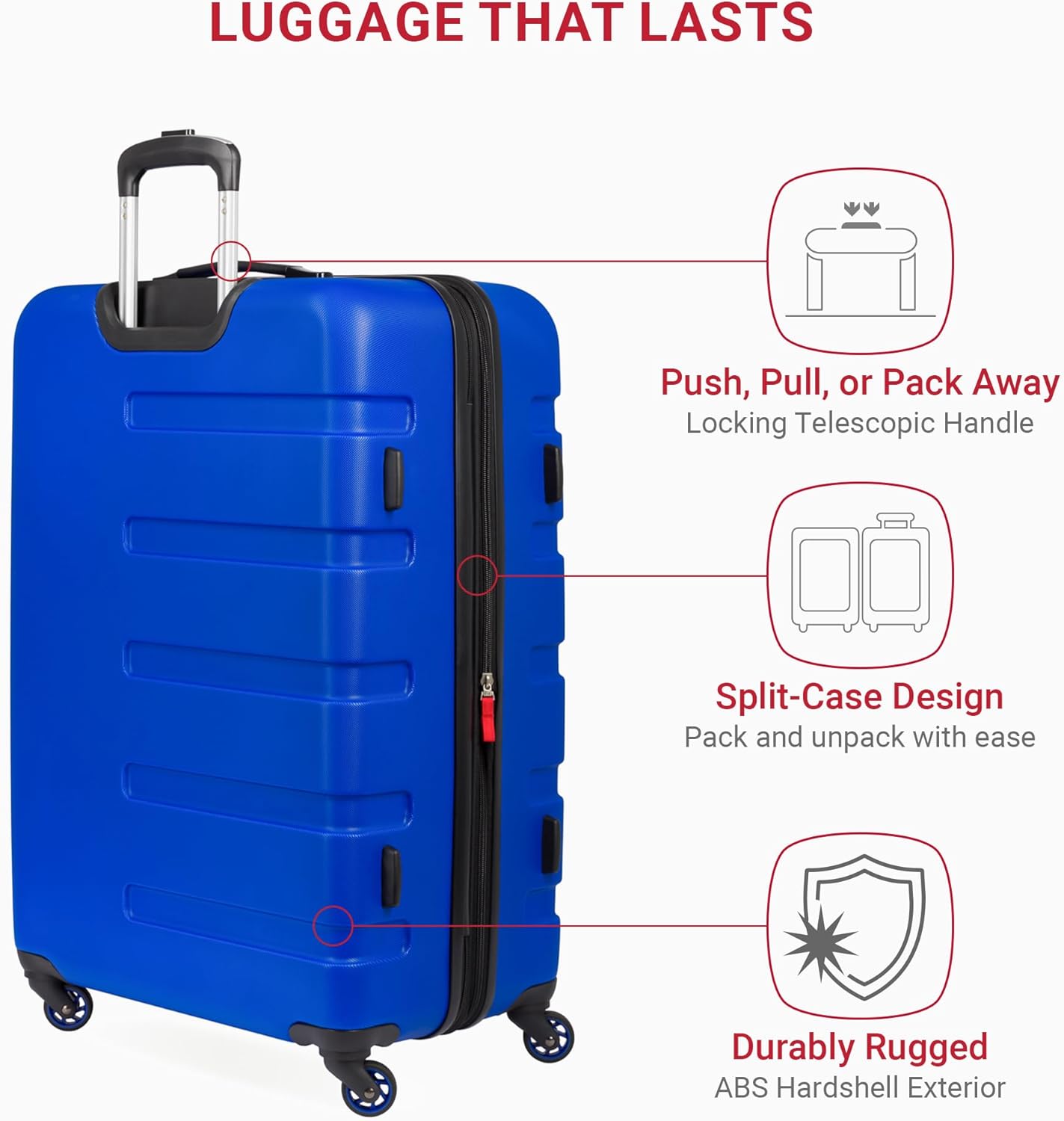 SwissGear 7366 Hardside Expandable Luggage with Spinner Wheels, Cobalt, Checked-Large 27-Inch