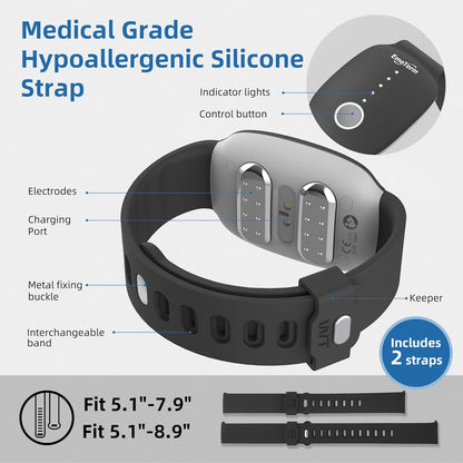 EmeTerm Fashion FDA-Cleared Relieve Nausea Electrode Stimulator Morning Sickness Motion Travel Sickness Vomit Relief Rechargeable No Gel Drug Free Wristbands Without Side Effects (2 Pack)
