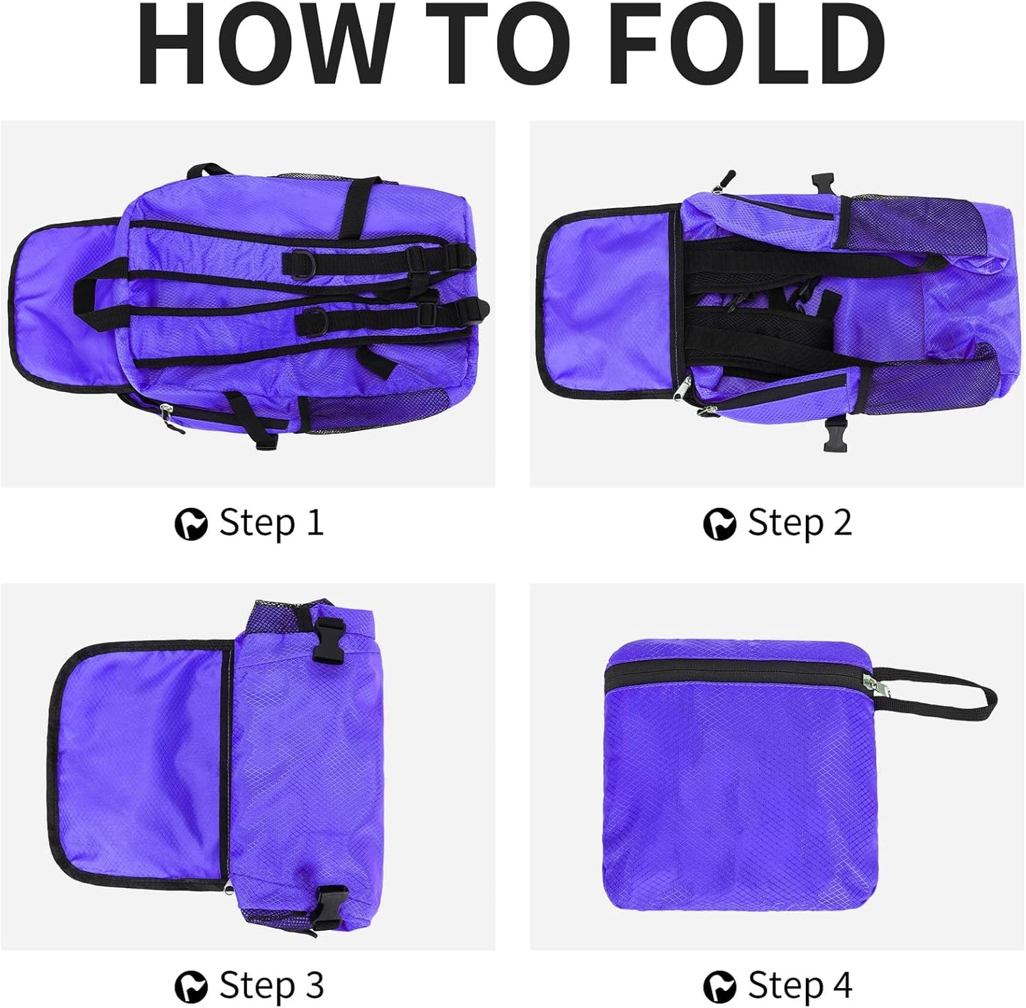 Small Hiking Daypack,15L Water-Resistant Hiking Backpack Packable Lightweight Travel Day Pack for Women Men (Purple, Small)