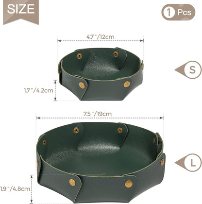 Leather Valet Trays,Premium Catchall Trays,Jewelry Trays, Folding Travel Organizer,Decorative Desk Organizer for RPG Game Players, Office/Home Organization Baskets(2PCS) (Green)