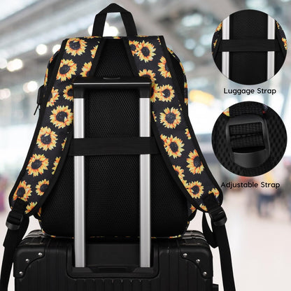 School Backpack,Sunflower Bookbag Men and Teen Boy Schoolbag with USB Charging Port for High School College Office Work Travel