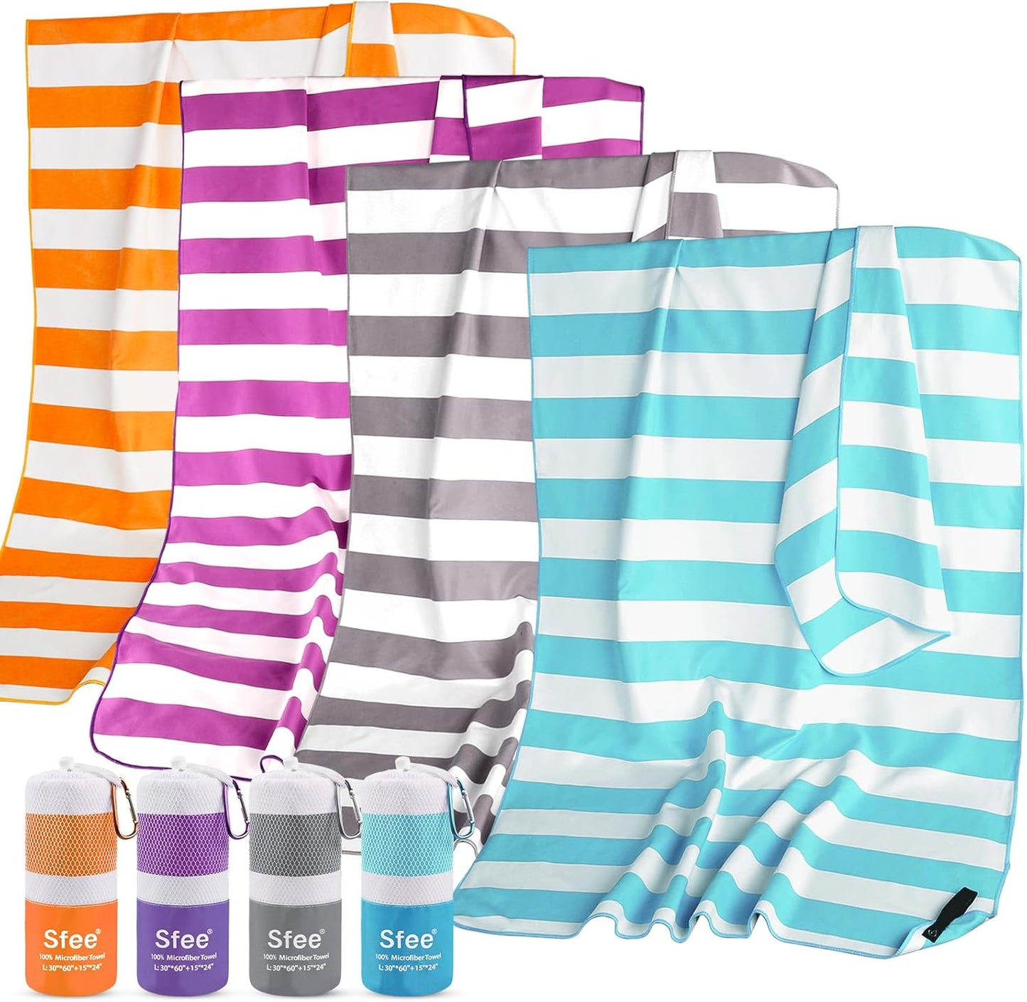 Sfee 2 in 1 Microfiber Beach Towel, Quick Dry Towel Camping Towel Travel Towel Super Absorbent Compact Lightweight Sports Gym Towels Set for Beach, Gym, Hiking, Pool, Backpacking, Bath, Yoga