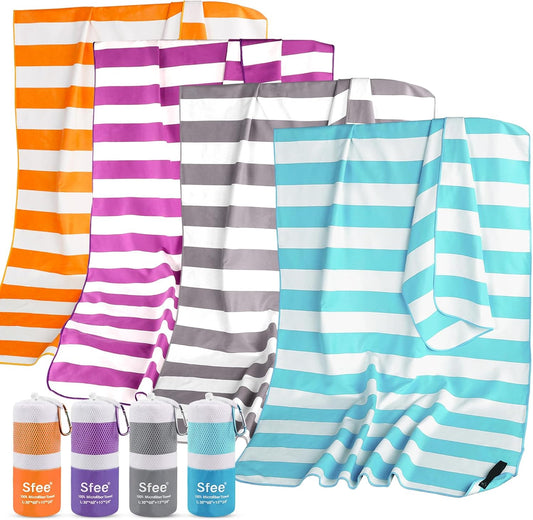 Sfee 2 in 1 Microfiber Beach Towel, Quick Dry Towel Camping Towel Travel Towel Super Absorbent Compact Lightweight Sports Gym Towels Set for Beach, Gym, Hiking, Pool, Backpacking, Bath, Yoga