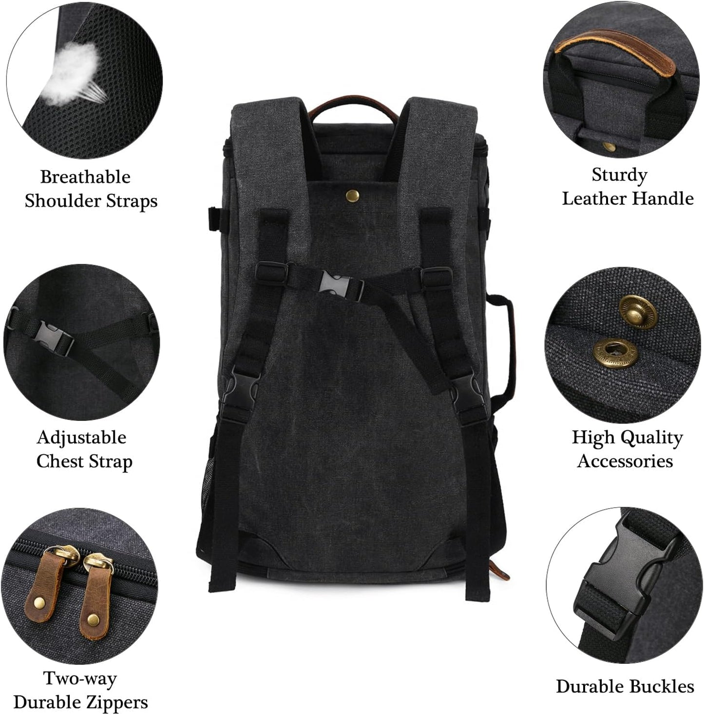 G-FAVOR Travel Backpack for Men, 40L Flight Approved Carry On Backpack, Water Resistant Canvas Weekender with 17.3" Laptop Sleeve, Convertible Duffel Bag for Airplane, Business & Travel