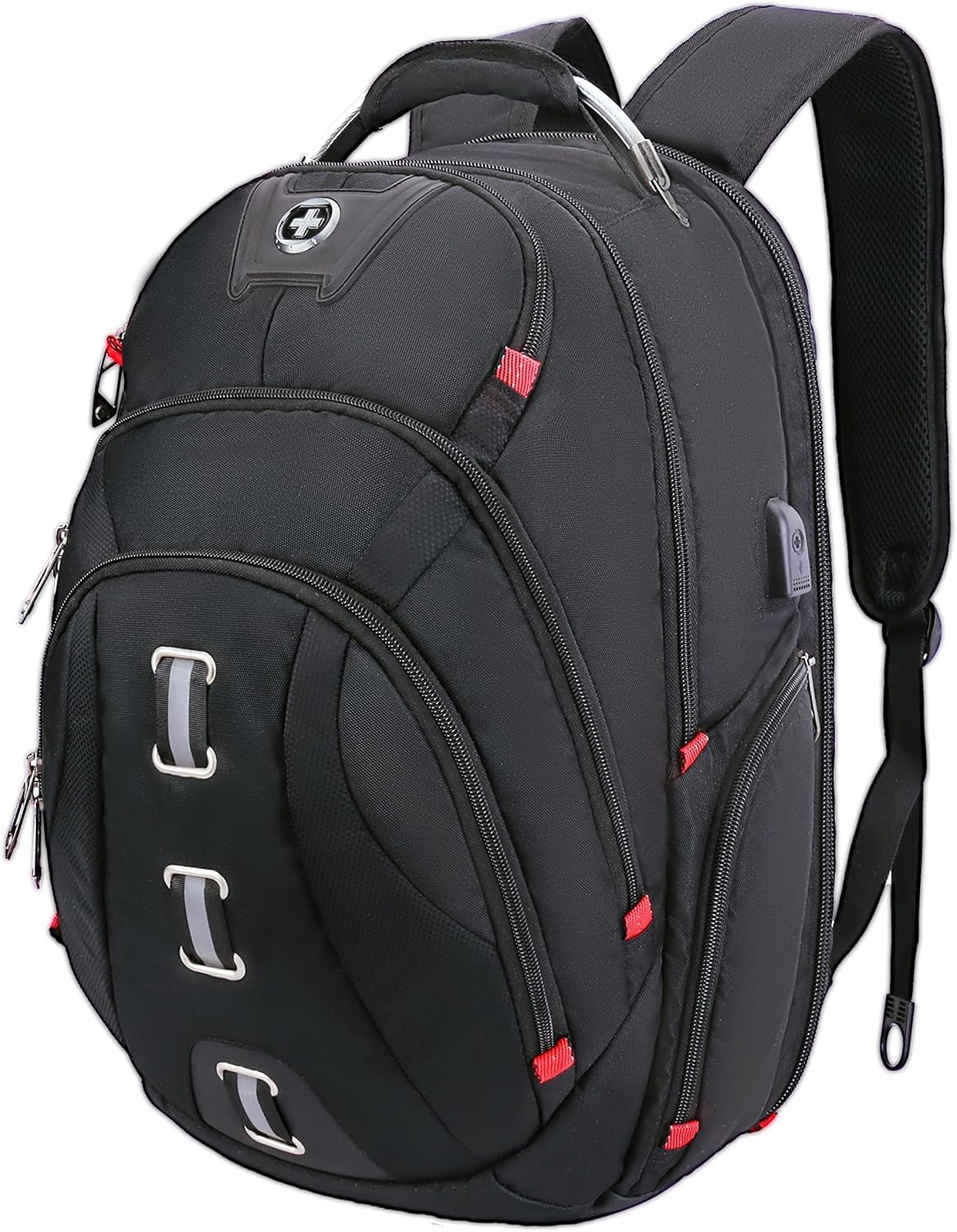 Swissdigital Design Travel Laptop Backpack, College Backpack For men with USB Charging Port Smart Bag with RFID Fits 15.6 Inch Notebook | PIXEL