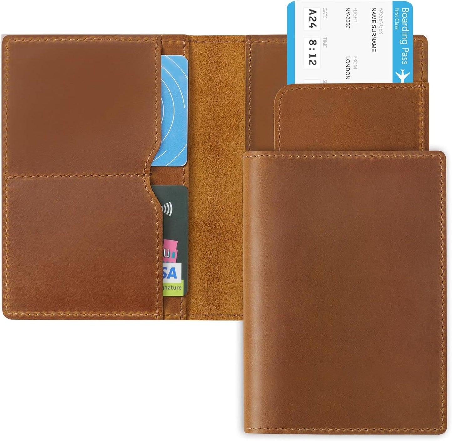 Jack&Chris Leather Passport Holder, Handmade Passport cover, Travel Wallet Cover Case for Men and Women, Leather Travel Documents Organizer Protector, JC107