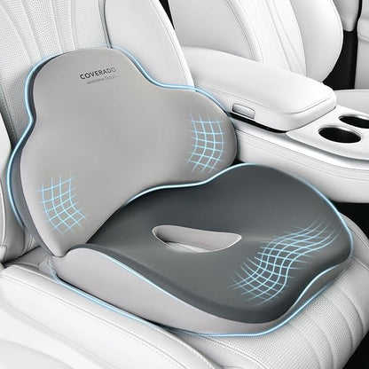 Coverado Seat Cushion and Lumbar Support Pillow by COVERADOAUTO