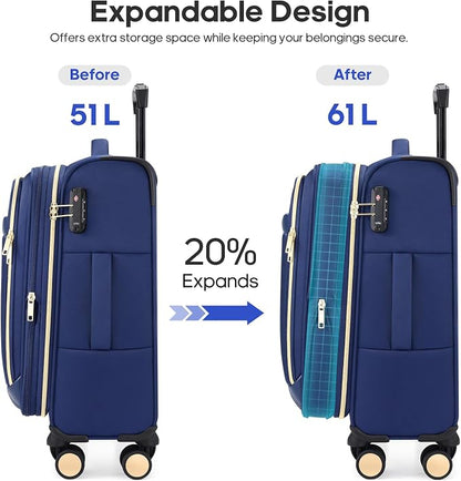 Softside Carry On Luggage 20 Inch Expandable Carry On Luggage 22x14x9 Airline - Image 5