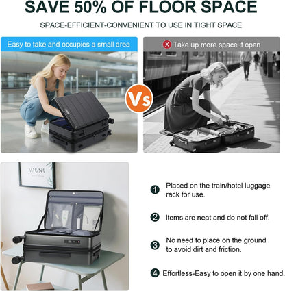 KROSER Carry On Luggage with Spinner Wheels & Built-in TSA Lock, Expandable Top Loading Hard Shell Suitcase Large Capacity Durable Rolling Luggage with USB Port, Carry-On 20-Inch, Steel Grey