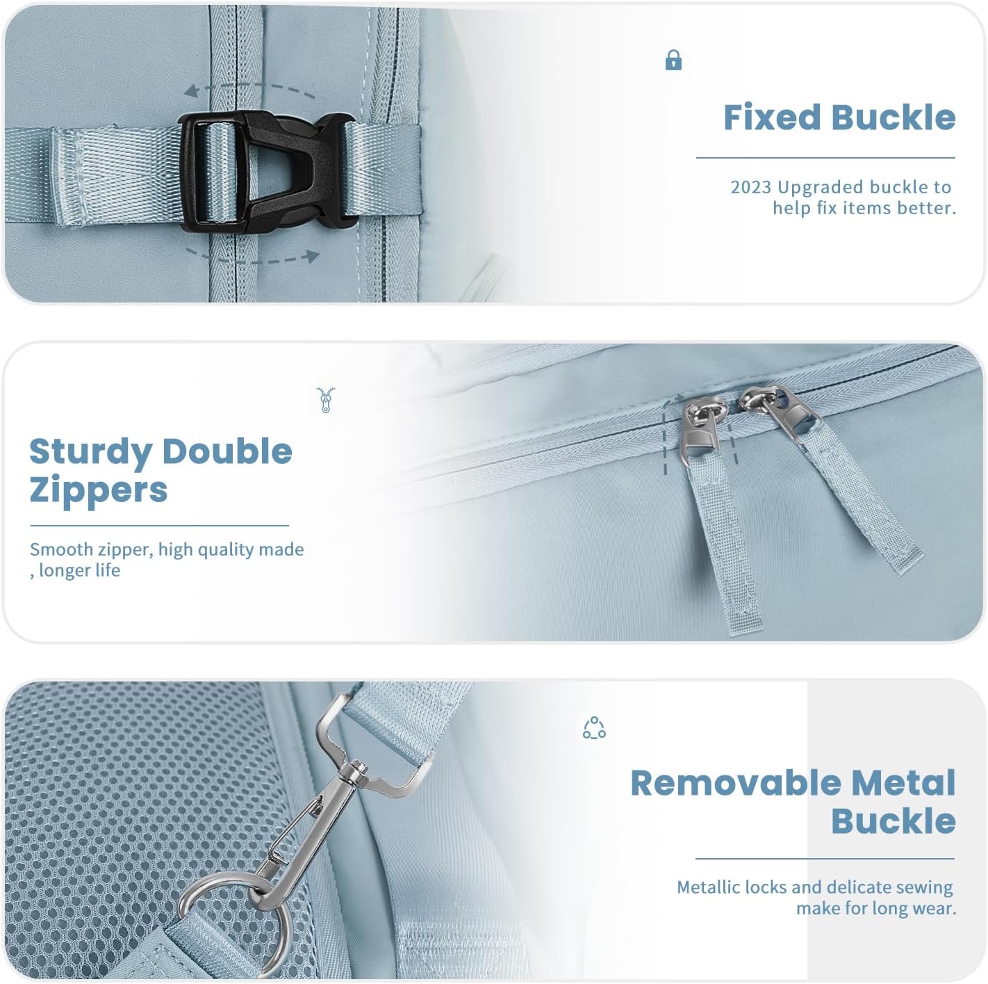 Travel Backpack, Carry on Flight Approved Backpack with Multi-Pockets, TSA Waterproof 17.3inch Laptop Backpack, Personal Item Travel Bag for Men Women, Light Blue