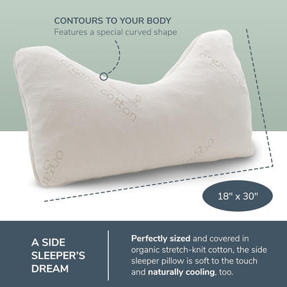 Naturepedic Organic Latex Side Sleeper Pillow - Standard/Queen Bed Pillow with Shoulder Cutout - Luxury Pillow for Back Support and Neck Pain Relief