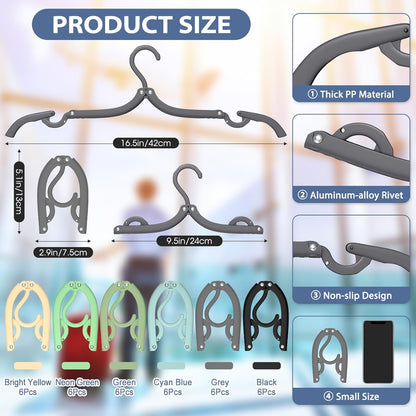 36 Pcs Travel Hangers Portable Foldable Travel Hanger Organizer, Plastic Cruise Ship Essentials Clothes Folding Hangers for Camping Flying RV Europe Vacation Essentials Suitcase, Vivid Black